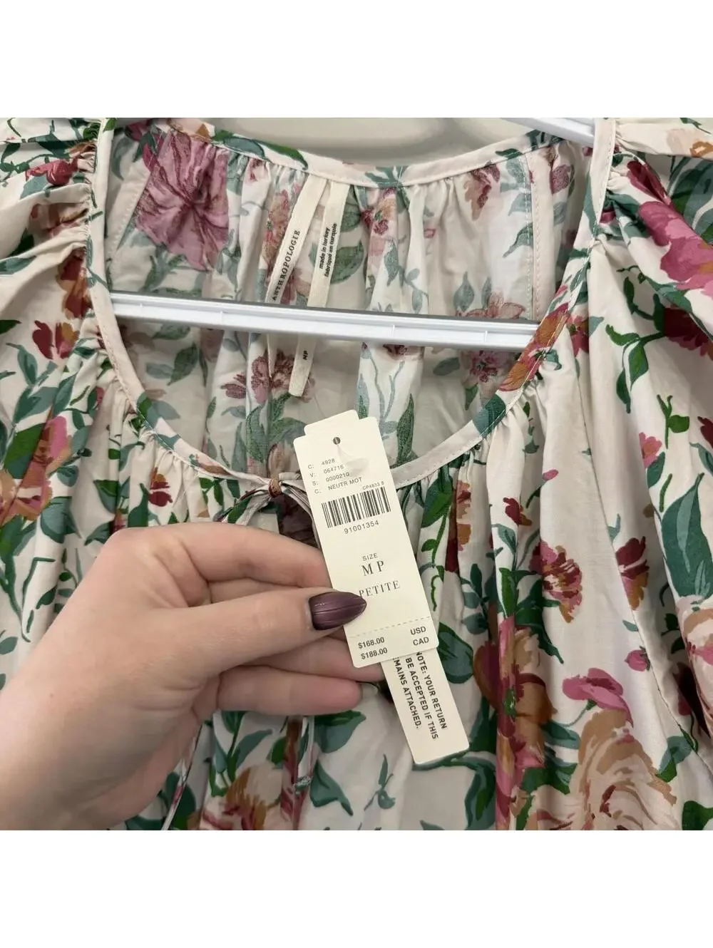 Anthropologie Somerset Puff Sleeve Maxi Dress Floral Cottage NWT $168 Sz MP - Picture 4 of 7